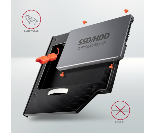AXAGON Rama do napędu dysków optycznych na SSD/HDD 2.5”, LED,9.5mm RSS-CD09 - 1211988 - zdjęcie 6